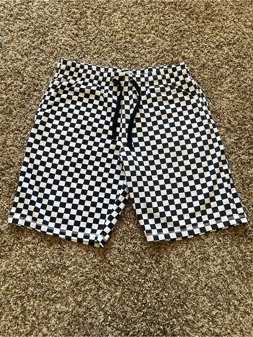 Retrofit Brand Mfg Shorts Mens M Black White Checkerboard Drawstring Y2K Skate